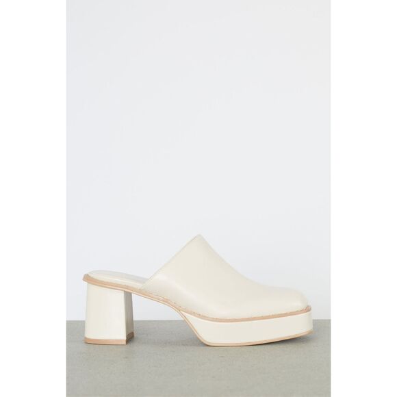 OAK + FORT PLATFORM CLOGS Mules size 6 Cream Block Heel Chunky - Picture 1 of 14